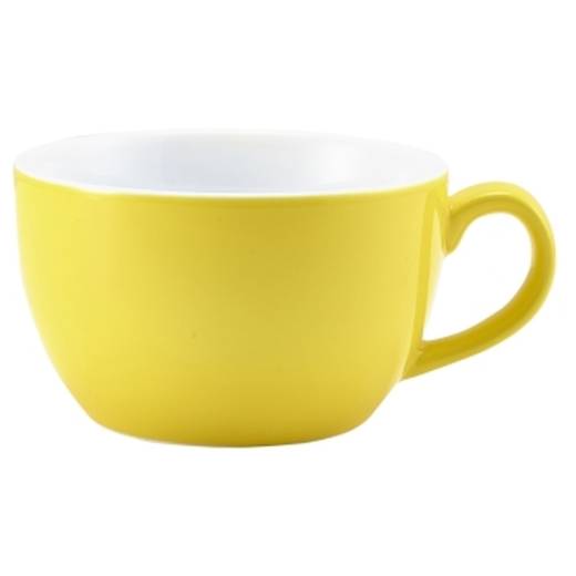 Genware Porcelain Yellow Bowl Shaped Cup 25cl/8.75oz (x6)