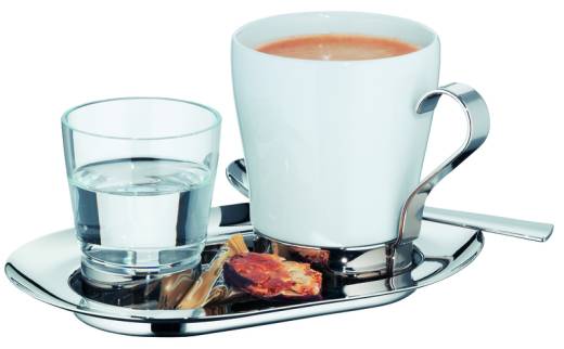 COFFEE CULTURE Café Creme 6 Piece Set (Serving Trays, Porcelain M Cups, M Handles, S Glasses, S Rings & Tea/Coffee Spoons)