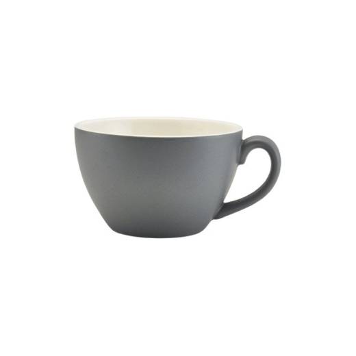 Matt Grey Porcelain Bowl Shaped Cup 34cl/12oz (x6)