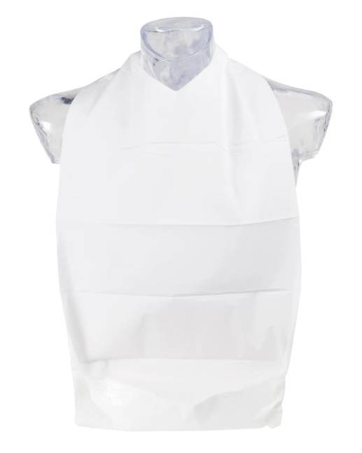 Abena Classic Disposable Neck Tie White Bib 2 Ply Reversible Pocket 70x37cm (x600)